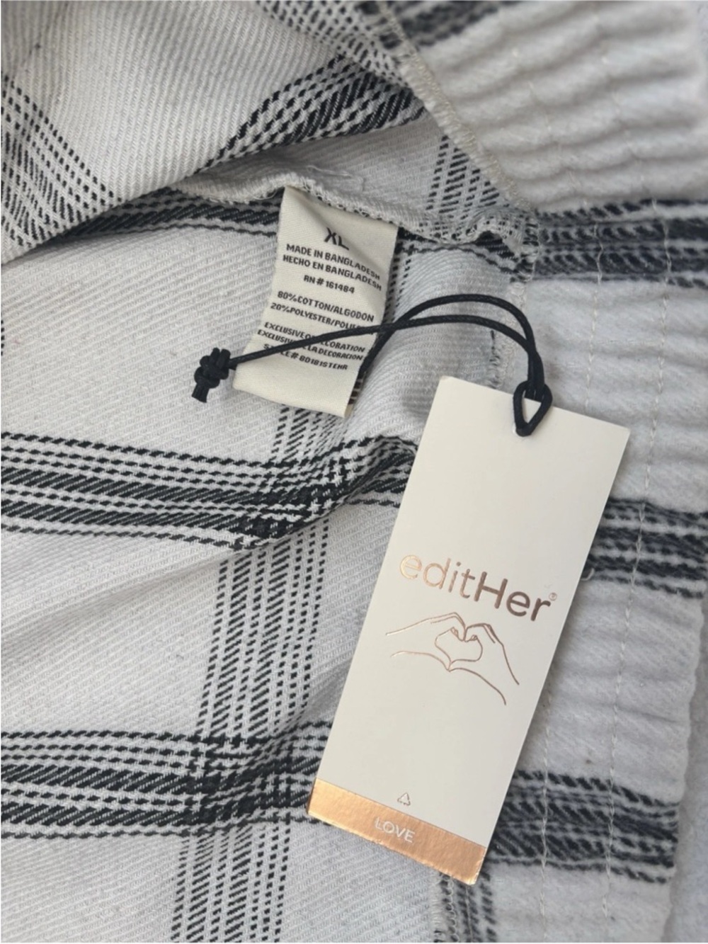 EditHer Woman’s Black And White Plaid Shacket Buffalo Check Pattern Size XL NWT - Picture 4 of 6
